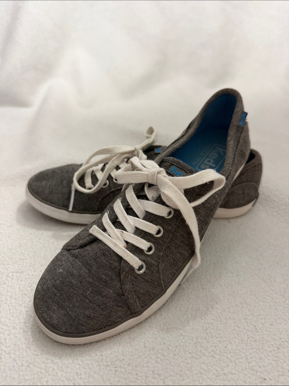 Keds Charcoal Gray Knit Lace-Up Sneakers with White Laces